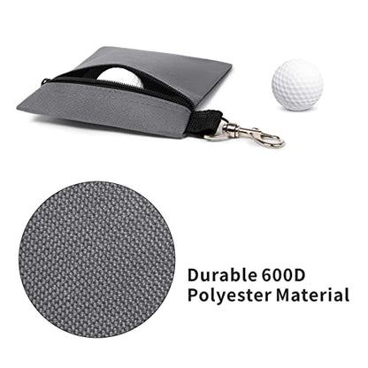 Golf Tee Pouch, 5.62 X 6.87 Inch Professional Zipper Golf Tee/Ball Pouch Bag with Metal Lobster Claw Clip - color: GREY