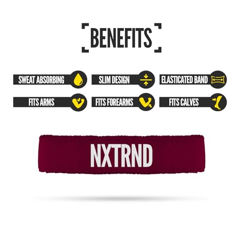 1 Pair Nxtrnd Bicep Bands, Sweat-Absorbent Arm Sweatbands, Football Accessory - color: Maroon