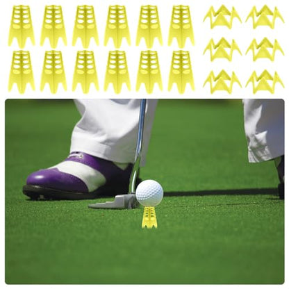 Golf Simulator Tees, Plastic Indoor Golf Mat Tees Practice Turf and Driving Range Winter Golf Tees (18 Pcs) - color: Yellow