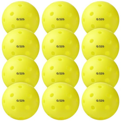 A11N S26 Indoor-Approved Pickleballs: 12 Packs, Yellow