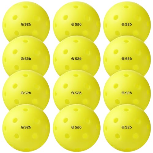 A11N S26 Indoor-Approved Pickleballs: 12 Packs, Yellow