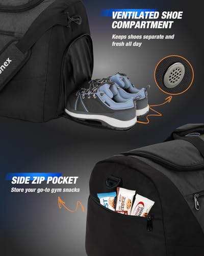 Gonex Gym Duffel Bag 31 inch with Shoe Compartment Wet Pocket, Large Capacity Sports Duffle Bag for Men Women, Workout & Travel Bag with Multiple Pockets, Black, Large (100L)