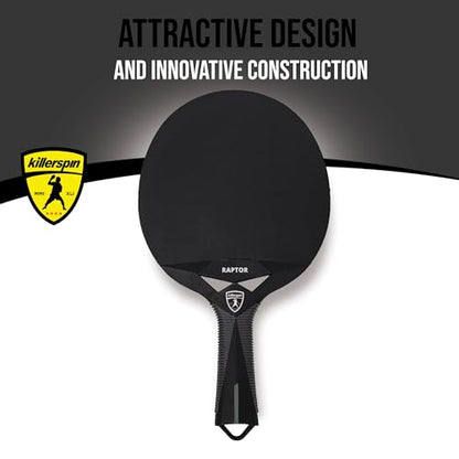 Killerspin Impact Series Table Tennis Paddles - Black/Black Ping Pong Racket, Table Tennis Equipment for Beginners/Intermediates - Ensures Solid Control and Spin - style: Impact Raptor Outdoor