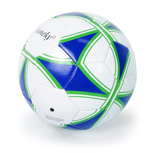 Aoneky Adult Size 5 Traditional Soccer Ball - Ships Deflated, Pump Included - color: White/Blue, style: 1-Pack Deflated Ball with Pump