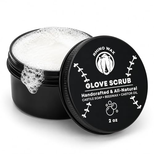 Rhino Wax - Baseball Glove Scrub Kit - Deep Cleans Base Ball or Softball Gloves with Powerful Scrubbing Formula - Kit Includes Scrub, Brush, and Microfiber Cloth in a Convenient Canvas Bag - USA Made - size: Scrub Tin (Only)