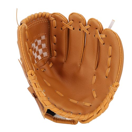 Baseball Glove Ergonomic PU Leather Baseball Mitts, Soft Professional Fielding Glove with Enhanced Grip, Durable Softball Outfield Mitt for Youth and Adult Players - color: Brown, size: 9.5 Inch