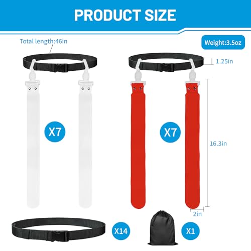 Flag Football Belts, 14 Player Adjustable Flag Football Set with 28 Flags for Youths Adults - Fits Up to 22-46" Waist