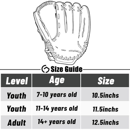 Baseball Glove,Baseball Softball Mitt with Ball for Kids Youth Adults Training and Beginner,Right Hand Throw,Left Hand Glove - color: Monochrome Streak, size: 12.5"