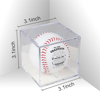 SYNGUCK Baseball Gift for Grandson-Clear Acrylic Display Case-Heartfelt Grandparents to Grandson Baseball with Inspirational Message - Perfect Birthday, Graduation Gift - style: Love,grandpa&grandma
