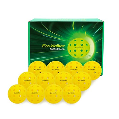 Outdoor 40-Hole Pickleball Balls – Durable, Wind-Stable Polymer for Recreational Play – High Visibility, 12-Pack - color: YELLOW