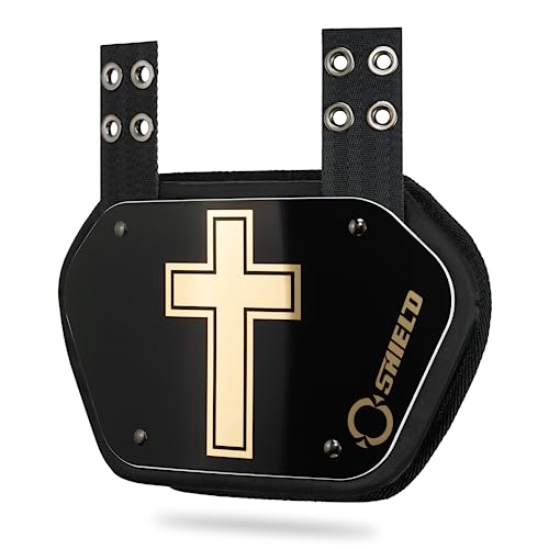 O Shield Golden Cross Chrome Football Back Plate, Lower Back Pads for Football Players, Rear Protector, Cross Series - size: Adult (Weight more than 180 Pounds), style: Golden Cross