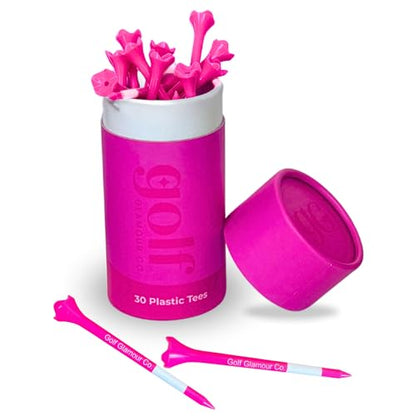 Hot Neon Pink Golf Tees 3.25 Inch (83mm) - High-Visibility Lady Golf Tee Set (Pack of 30) for Maximum Woman Performance, Women's Driving, Long Shots, Aesthetic, Gift, Breast Cancer Awareness