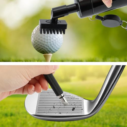 2Pack Golf Club Cleaner Brush,Golf Groove Sharpener Tool Golfs Club Brush with Retainer Clip and Squeeze Water Bottle,Holds 5 Ounces of Water,Essentials Golfs Accessories