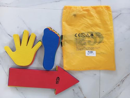 GSi Spot Markers – Non-Slip Non-Toxic Poly Spots – Floor Markers for PE, Sports & Classroom Activities - size: 7.⁠ ⁠Hand Feet Arrow Combo