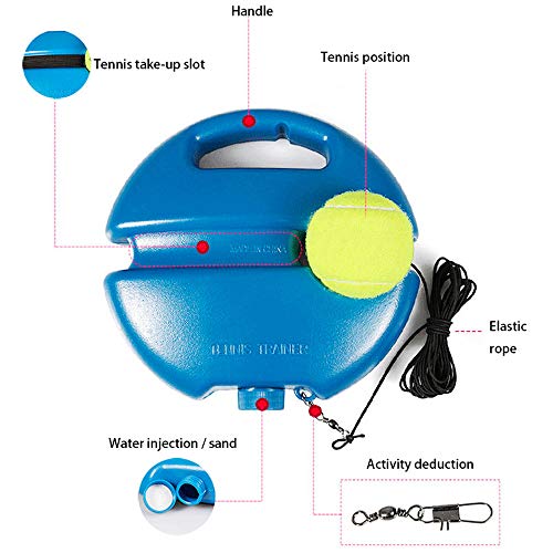 Tennis Trainer Equipment Rebound Practice Training Tool Solo Tennis Self-Study Accessories with 2PCS Balls for Beginners Yellow