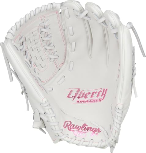 Rawlings | Liberty Advanced Color Series Fastpitch Softball Glove - color: White / Pink | X-Laced Basket Web, size: 12.5" | Utility