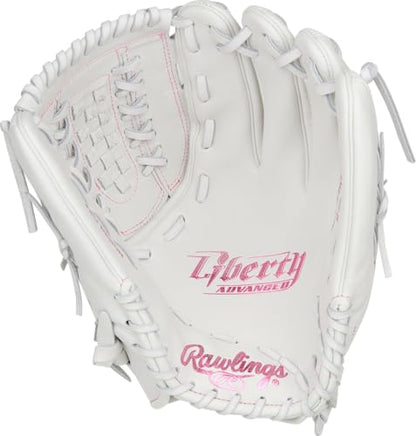 Rawlings | Liberty Advanced Color Series Fastpitch Softball Glove - color: White / Pink | X-Laced Basket Web, size: 12.5" | Utility