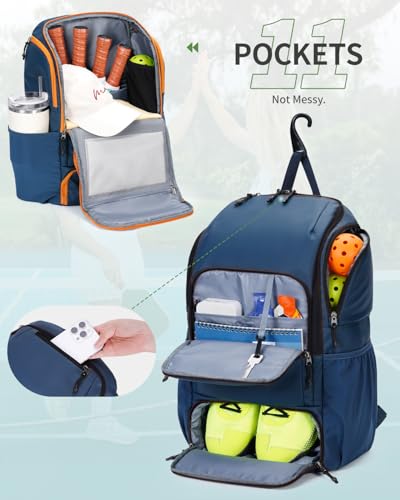 sportsnew Pickleball Bag Large Sports Pickleball Backpack with Shoe Compartment for Men Women, Patent Pending