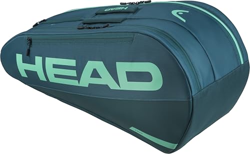 HEAD Tour Racquet Bag M (6R) Tennis Bag - Holds Up to 6 Racquets, CCT+ Climate Control Technology, 2 Main Compartments, Shoe Pocket & Backpack Carry System - color: Green
