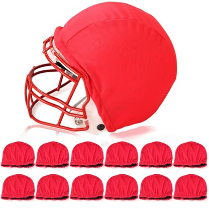 Football Helmet Covers Scrimmage Caps-Perfect for Football, Hockey, and Lacrosse Practice Sessions.The Fabric is Elastic& Bright Colors for Team Identification - color: Red-12pcs