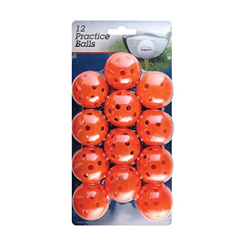 Intech Practice Golf Balls with Holes, Perforated, Limited Flight Plastic Golf Balls for Indoor and Backyard Fun (Assorted Colors) - color: Orange