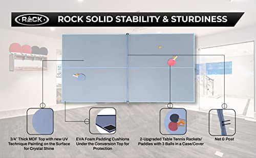 RACK Virgo Table Tennis Conversion Top for Billiard/Pool Table 4 Piece– Indoor Ping Pong Tabletop - color: Gray