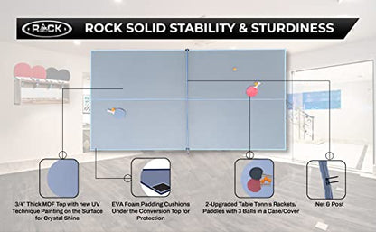 RACK Virgo Table Tennis Conversion Top for Billiard/Pool Table 4 Piece– Indoor Ping Pong Tabletop - color: Gray