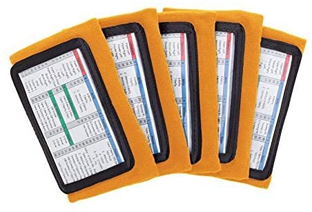 WristCoaches Football Play Wristbands - 5 Pack Youth Quarterback Gear - Wristband Playbook - Softball, Baseball & Soccer Wristbands - Adult Size - Male Athletes - color: Orange