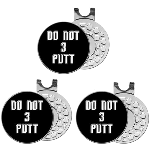 FINGER TEN Golf Ball Marker with Hat Clip or Marker Only, Metal Golf Ball Markers Assorted Designs for Putting Green, Portable Golf Accessories for Men Women - color: 3 Do Not 3 Putt