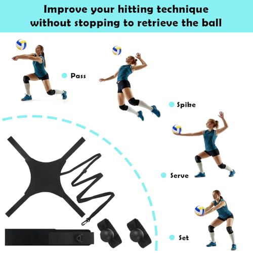 Volleyball Solo Training Set with Adjustable Rebound System – Serve, Set & Spike Practice Equipment for Youth, Teens & Adults