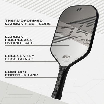 Selkirk Sport SLK Helix Pro Pickleball Paddle | Thermoformed Carbon Fiber Pickleball Paddles with Carbon Fiber & Fiberglass Hybrid Face | Unmatched Control - color: Legend Gray