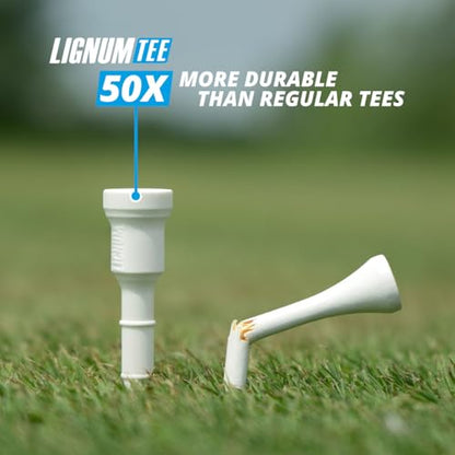 LIGNUM Unbreakable Microwood Golf Tees 50x More Durable/Adjustable Golf Tee/Innovative Wood Fiber and Natural Adhesives/Golf Tee, Golf Tees, Tees Golf, Golf Ball Tees - color: White, size: 3 1/8" (82mm) (10+2 boost discs)