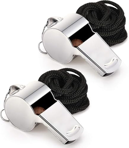Fya Stainless Steel Whistle with Lanyard, Very Loud Sports Whistle, Perfect for Referees, Coaches, Polices, Emergency, Outdoor Sports,