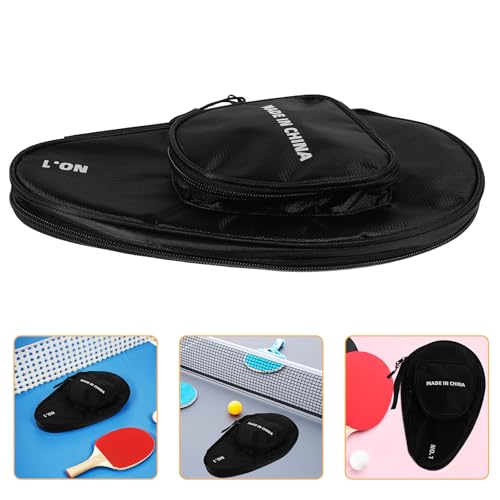 POPETPOP Table Tennis Racket Case and Paddle Storage Bag, Waterproof Protective Cover with Zipper, Gourd-shaped Double Racket Holder for 2 Paddles and 7 Balls, Sports Organizer for Ping