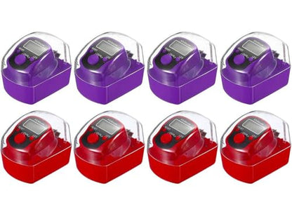 8PCS Electronic Finger Counter, LED Electronic Handheld Tally Counter, 5-Digit Counters Clicker with Box, Lap Track Handheld Counter, for Golf Sports Fitness Exercise Warehouse (Purple, Red)