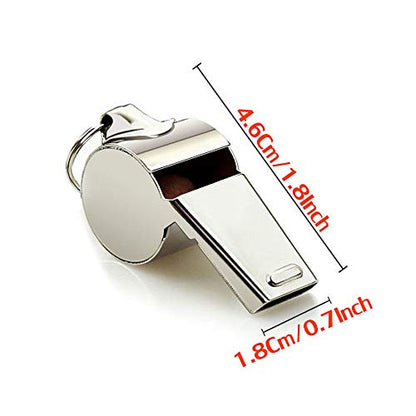 Whistle, 2 Pack Stainless Steel Sports Whistles with Lanyard, Loud Crisp Sound Whistles Great for Coaches, Referees, and Officials