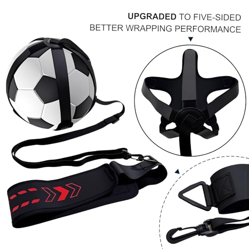 Soccer Training Equipment Football Kick Solo Trainer Adjustable Waist Belt Elastic Rope, Aids Hands Free Throw Sole Practice Fits Ball 3, 4, 5 and Volleyball Rugby (Red) - color: Red