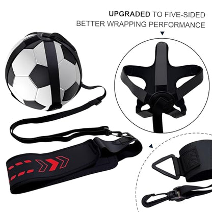 Soccer Training Equipment Football Kick Solo Trainer Adjustable Waist Belt Elastic Rope, Aids Hands Free Throw Sole Practice Fits Ball 3, 4, 5 and Volleyball Rugby (Red) - color: Red