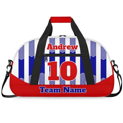 Basketball Soccer Gifts for Boys Girls - Custom Sports Duffle Bag, Personalized Name & Team Bag, Water-Resistant Gym Bag for Basketball, Soccer, Volleyball | Y-Navy Red - color: Y-Navy Red