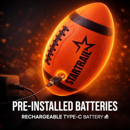 Glow in The Dark Football | Rechargeable Ultra-Bright LED Light-Up Football for Kids & Teens Ages 6+ | Outdoor Fun for Evening Play, Camping & Beach Games