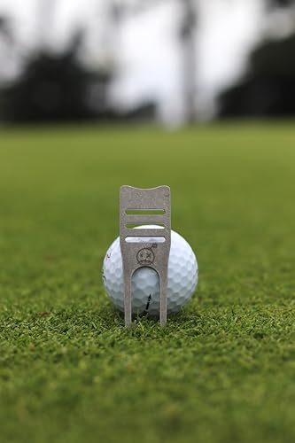 Fastfuse Titanium 4-in-1 Golf Divot Repair Tool & Ball Marker - Club Tee - Groove Cleaner - Putting Alignment Aid - color: Stone Washed