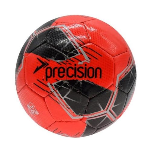 Precision Fusion High Performance Midi Football, Durable, Machine Stitched TPU, 2mm EVA Lined, Lightweight 220g - color: Black/Red/Silver