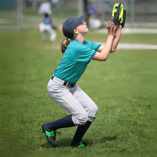 Baseball Glove, Softball Glove, Baseball Mitt, 10.5''-12.5'' for Youth Adult Training and Beginner Play, Synthetic Leather Outfield Mitts, Right Hand Throw - color: Black,Green, size: 10.5"