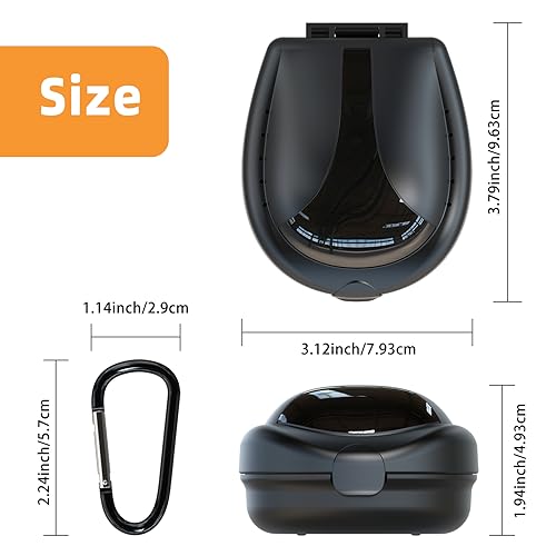 Sports Mouth Guard Case with Carabiner - Protective Storage Container for Football, Basketball, Hockey Mouthguards - Portable Travel Box - Black
