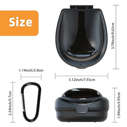 Sports Mouth Guard Case with Carabiner - Protective Storage Container for Football, Basketball, Hockey Mouthguards - Portable Travel Box - Black