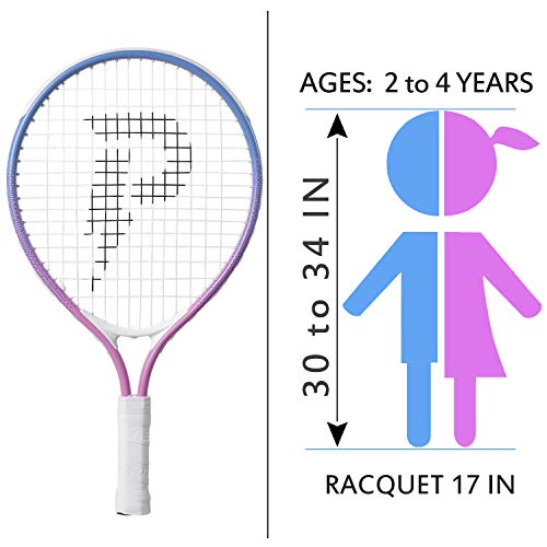 17" Kids Tennis Racket Best Starter Kit for Kids Age 4 and Under with Shoulder Strap Bag and Mini Tennis Racket Toddler Tennis Raquet - color: 17 inch Pink