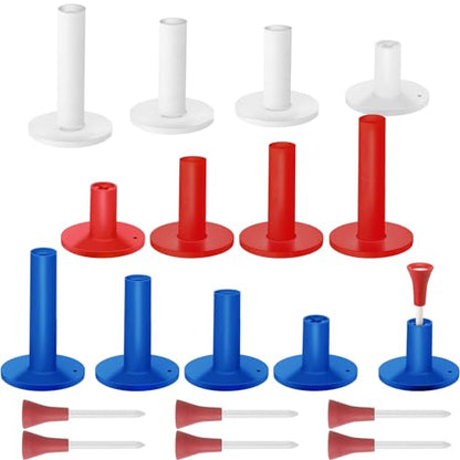 Skylety 18 Pieces Rubber Golf Tees for Mats Golf Rubber Tees for Practice Artificial Turf Mat 4 Mixed Size Tee Holder for Indoor and Outdoor Driving Range Simulator