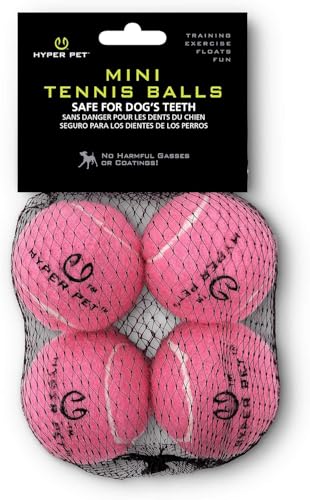Hyper Pet MINI Tennis Balls for Dogs (Safe Dog Ball Tennis Balls for Exercise & Training) Interactive Toys work with Hyper Pet K9 Kannon MINI Dog Ball Launcher - 4 Pack Pink - color: Pink, size: MINI 1.75" - 4 Pack