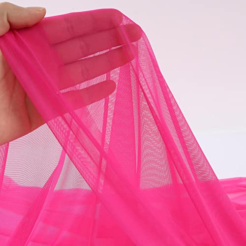 Superfine 4-Way Stretch Net Fabric Nylon Spandex Power Mesh, Pre-Cut 5 Yards Long 60" Wide, Lightweight Sheer (Hot Pink) - color: Hot Pink