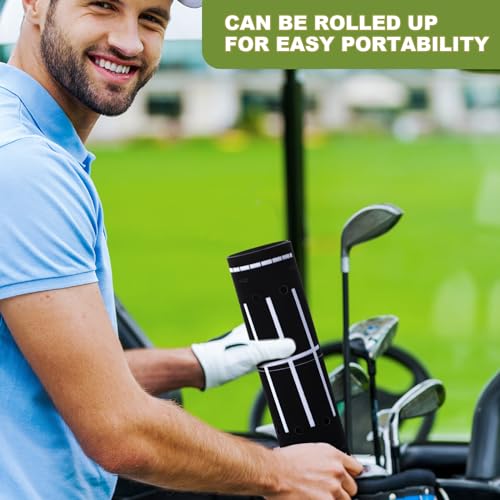 Silipull Golf Putting Mats Practice Indoor 30 x 8.27 Inch Golf Putting Practice Training Aid Alignment Track Green Mat Exercise Putter Training Supplies - color: Black